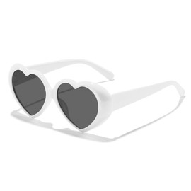 RUNHUIS Heart Sunglasses Women Girls Fashion Party Glasses Trendy Love Shape Sunglasses for Festival, white/grey