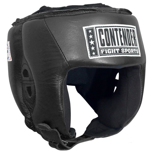 Contender Fight Sports Competition Boxing Headgear without Cheeks, Medium, Black