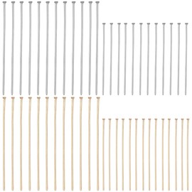 SUNNYCLUE 1 Box 400Pcs Flat Head Pin 304 Stainless Steel Head Pins 35/50mm jewellery Pins Gold Silver Flat Pins Straight Pins Head Pin Findings for jewellery Making Accessories DIY Dangle Earrings