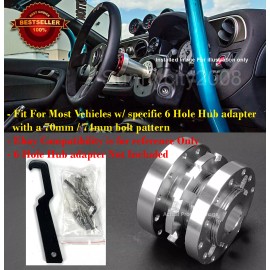 SDeelCase 1.7"-3" Silver Adjustable Steering Wheel Hub Extension Spacer For Subaru Mazda