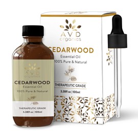 AVD Organics Cedarwood Essential Oil 100 ML | Pure & Natural Therapeutic Grade Cedar Oil | for Skin and Focus | Woody and Earthy Aroma for Clarity | 3.38 fl oz