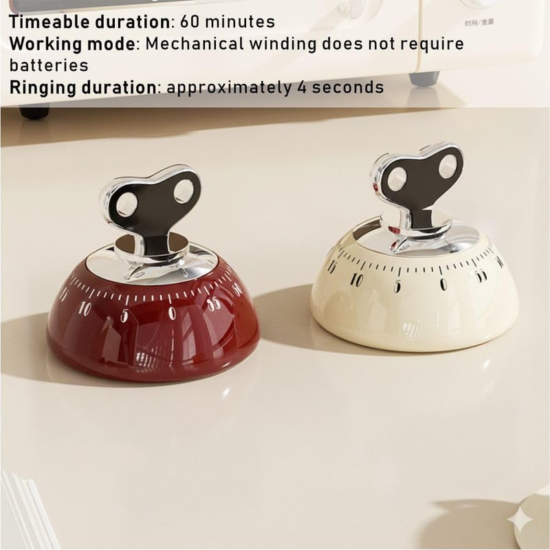 Retro Kitchen Timer, Wind Up Magnetic Kitchen Timer 60 Min,