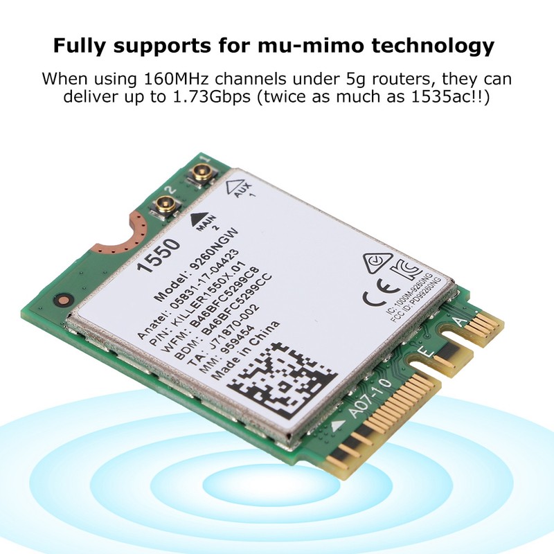 Wireless Network Card for KILLER 1550AC for windows10 2.4 G