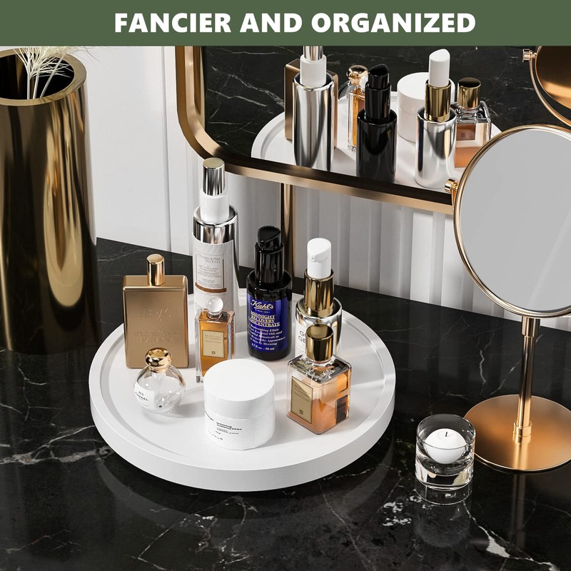 Turntable Vanity Tray 10 Inch for Perfume Candle, Bamboo Kitchen