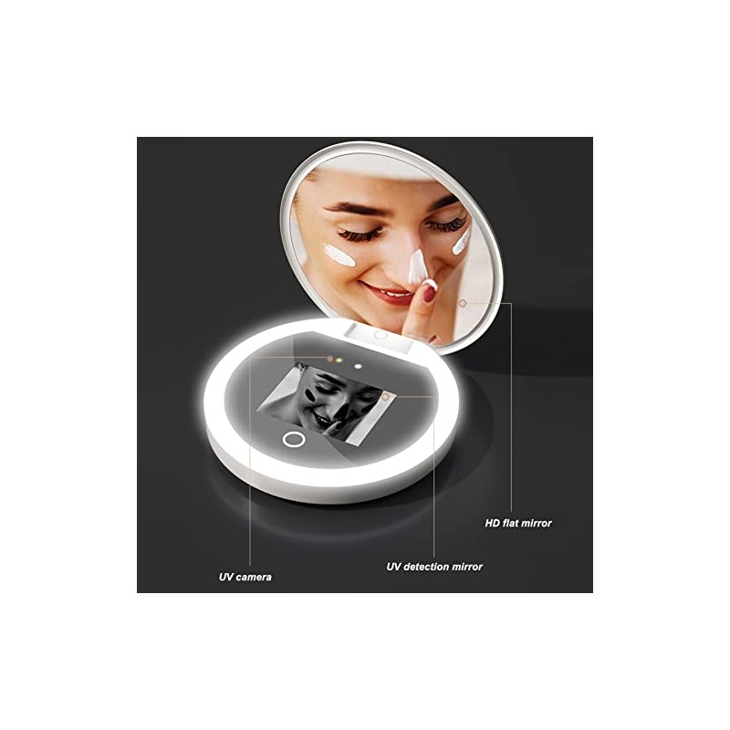 Espejo UV para Prueba de Protector Solar con Aumento 2X,