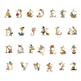 Julie Wang 26 Initial Alphabet Letter Charms Enamel Garden Fairy Tale Princess Cartoon Pendants for Jewelry Craft DIY