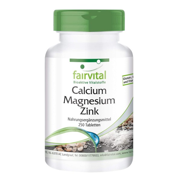 Fairvital Calcium Magnesium Zinc – High Dose – Vegan – 250 Tablets – Mineral Complex