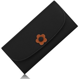 ArtsEye Ladies Purse RFID Blocking Genuine Leather Large Capacity Slim Wallet for Women (Black)