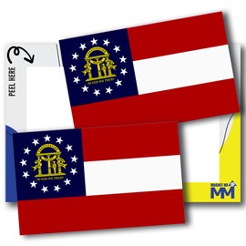 Magnet Me Up Georgia US State Flag Bumper Sticker Decal, 3x5 2 Pack, Vinyl Adhesive Sticker for Car, Truck, SUV Weatherproof State Pride Collectible Full Color, Durable, Made in The USA