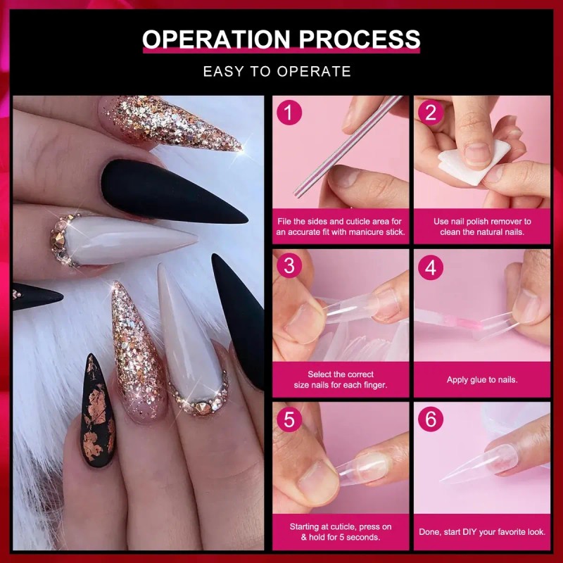 120pzs Tips Soft Gel Uñas Postizas De Largas Y Puntiagudas