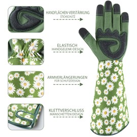 PHALANX Gardening Gloves for Women, Breathable Thorn Resistant, Rose Gloves, Long Forearm Protection, Lightweight Gardening Gloves, Thickened Palms, Work Gloves, Best Garden Gifts, Green, M