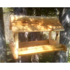 Very Large Hanging Cedar Wood Fly Through Platform Bird Feeder or Squirrel Feeder