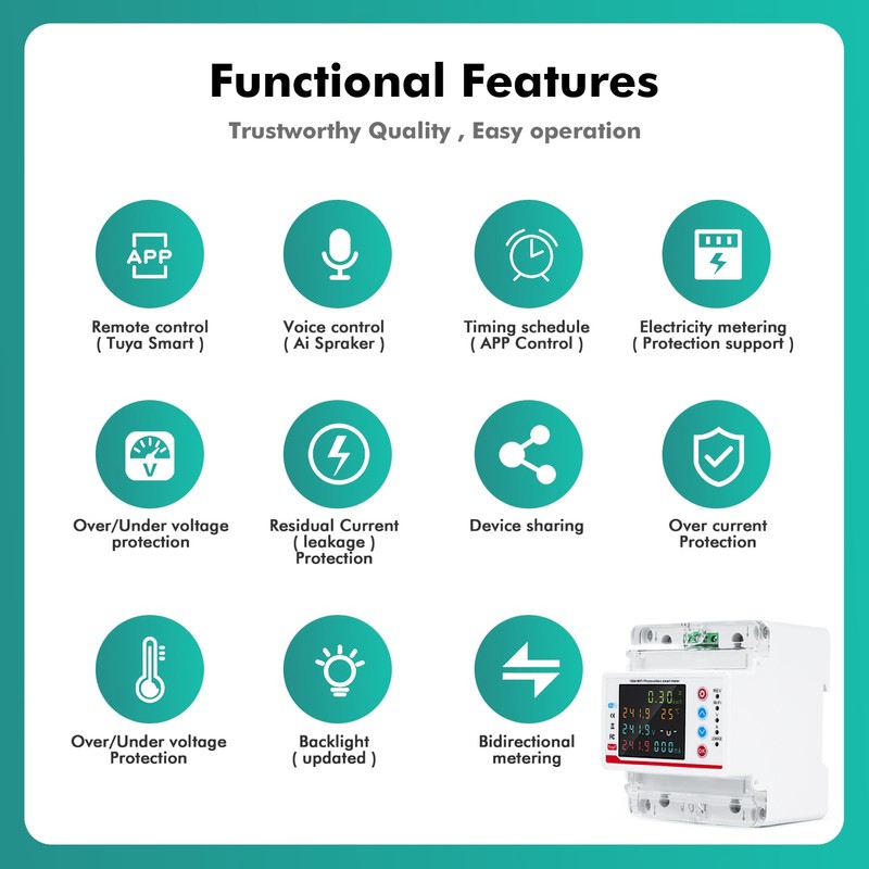 Smart meter 100A 220VAC smart meter electricity meter WiFi two-direction