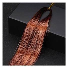 Rockreyoa Pack of 4 Hair Tinsel Colourful Strands Hair Extensions Art Hair Extension Glitter Hair Strand for Braiding Hair Accessories Hairpiece for Party, Music Festival Copper 93 cm
