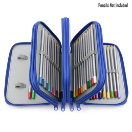 Large Capacity 4 Layers Portable Canvas Pencil Bags,YFZYT 72 Slots Inserting Durable Square Sketch Pencil Case Stationery for School or Office(Pencil Not Included) - Blue#72