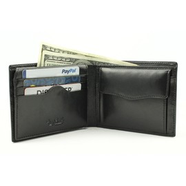 Tony Perotti Ultimo European Bi Fold Wallet and Key Chain gift set, Black