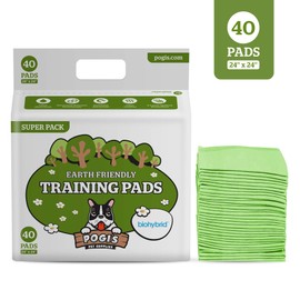Pogi's Dog Training Pads with Adhesive Sticky Tabs (40-Count) (24x24in) - Large Puppy Pads, Earth-Friendly Dog Pads, Plant-Based Puppy Pee Pads for Dogs - Puppy Supplies for Small to Large Sized Dogs