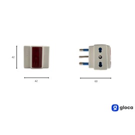Gloca Set of 3 Adattatori 2 Prese 10/16A Con Spina 16A Colour Bianco Luce Notturna 250V