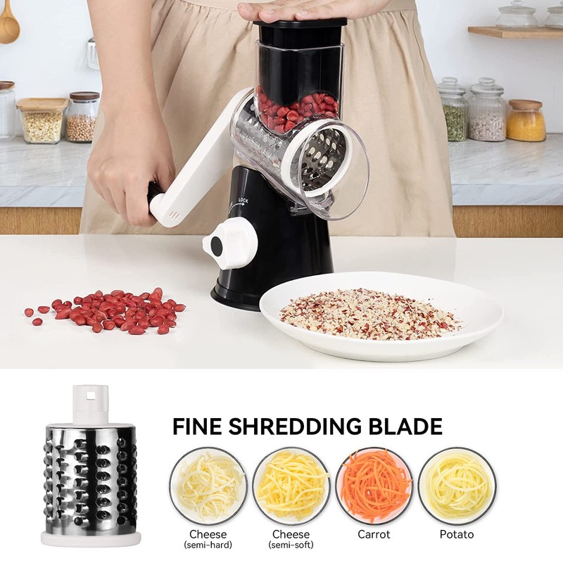 Rotary Cheese Grater Vegetable Shredder with Handle Round Kitchen Mandoline