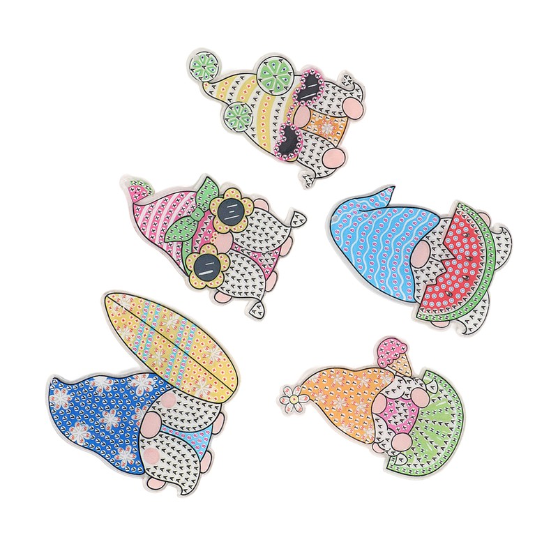 DIY Rhinestone Painting Keychains Cute Dwarfs Shape Stress Relief Improve