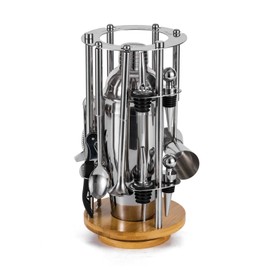 Cocktail Shaker Bartender Kit : 13-Piece Tool Set with Acrylic Stand Bar Set with All Practical Bar Accessories, for Drink Mixing, Home, Bartender Kit with Rotating Stand.