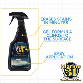 Marine 31 Mildew Stain Remover Gel Cleaner Kit | Removes Stains from Boats, Homes, Patios, Bathrooms, & Showers | Includes Interior Scrub Brush & Microfiber Towels | M31-375KITGEL-1 | 20oz