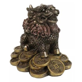 Feng Shui Fortune Money Dragon Chi Lin Yang Energy Gold Coins Charm Figurine