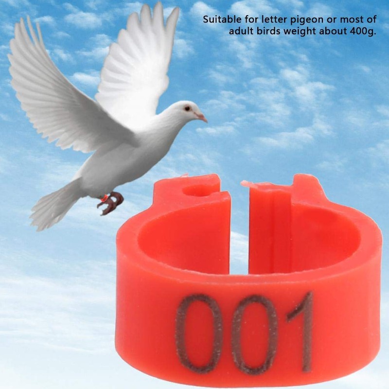 100 Pcs 8MM 001-100 Numbered Pigeon Leg Rings,Plastic Pigeon Legs