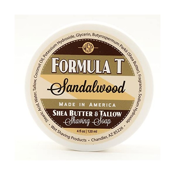 Shaving Soap WSP Formula T (Sandalwood) 4 Fl Oz Made