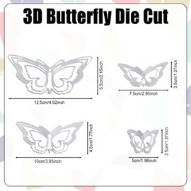 4pcs Butterfly Die Cuts, 3D Butterfly Die Cuts Metal Die Cuts Butterfly Frame Cutting Dies for Card Making Scrapbooking
