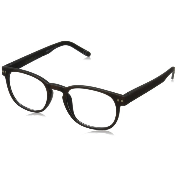 Foster Grant P301 Square Reading Glasses, Polished Brown/Transparent, 59 mm, +2.00