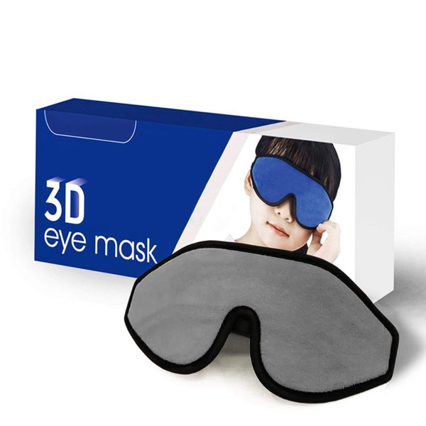 Sleep Mask for Kids with Blockout Light - Memory Foam 3D Contoured Eye Mask - Eye Cover & Travel Sleep Mask, Blindfolds for Kids, Girls, Boys (Grey)