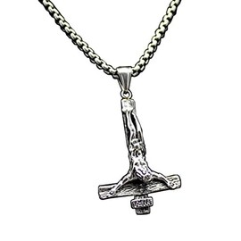 vogueteen INVERTED JESUS CROSS PENDANT NECKLACE CHAIN GOTHIC 316L STAINLESS STEEL JEWELRY Pn298