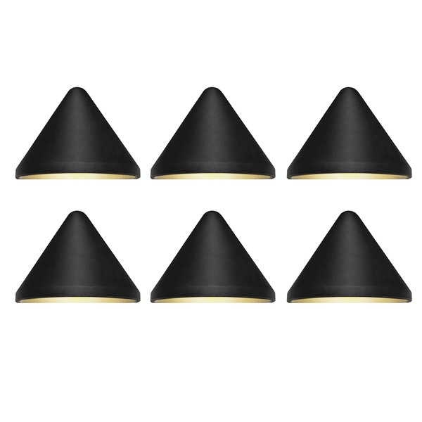 GKOLED Low Voltage 12-24V AC/DC 2W LED Deck Lights, Triangle Landscape Post Fence Light, for Wet Location, Die-cast Aluminum, Accent Lighting Fixtures with Black Powder Coated Finish 6 Pack