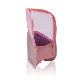 MultiValue Small Makeup Bag, Portable & Foldable Travel Makeup Pouch Makeup Brush Holder Professional Dust-Free Stand-Up Mesh Makeup Brush Organizer with Divider for Cosmetics & Brush (Pink)