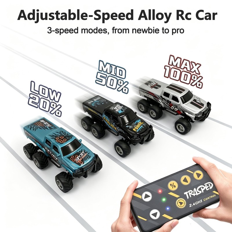 haomsj 1/64 Mini Rc Monster Truck 6x6 Off Road Remote