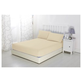 Sonia Moer Super Soft Brushed Microfibre Fitted Sheet - Non Iron Breathable Hypoallergenic Bottom Sheet with Strong Elastic Hem- Double/Cream