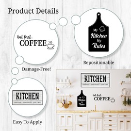 Kitchen Vinyl Sign Good Food, Good Friends, Good Times - My Kitchen My Rules Wall Decal, But First Coffee Vinyl Sticker Flour Sugar Coffee Tea Treats Canister Labels
