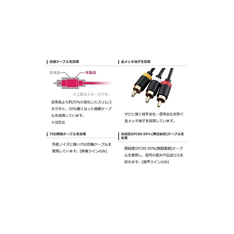 Elecom AV Cable/TV-VCR/RCA Pin Plug x 3-RC