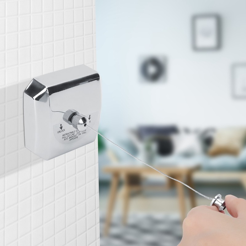 Household 304 Stainless Steel Wall Hanging Clothesline Retractable Telescopic Laundry