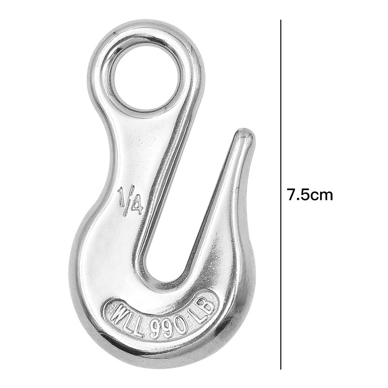 ZONADAH 1/4 inch Forged Stainless Steel Hook Safety Latch Eye