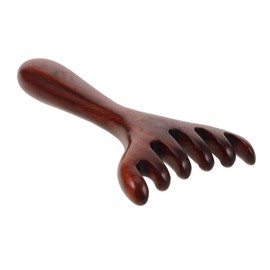 KOMBIUDA Wooden Foot Massager Comb Long Handle 6-Prong Acupoint Relief Tool for Deep Tissue Massage and Relaxation at Home