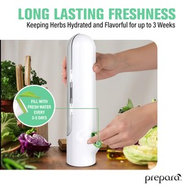 Prepara Herb Savor Pod 2.0 Herb Storage Container - Space Saving for Fridge Door Storage, Pouring Spout Keeps Fresh Herbs Fresh Up to 3 Weeks - BPA Free Plastic - Easy Access Opening (2-Pack)