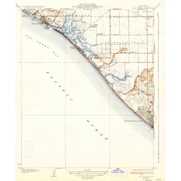 YellowMaps Seal Beach CA topo map, 1:31680 Scale, 7.5 X