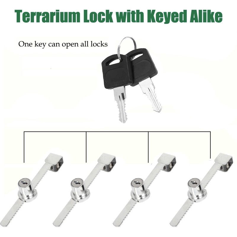 ZiYuya 2 x Silver Terrarium Lock Display Cabinet Lock Sliding