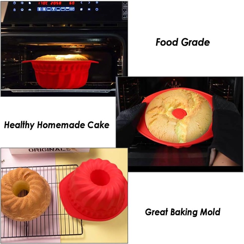 Webake Molde de silicona estriada para tartas, molde antiadherente para
