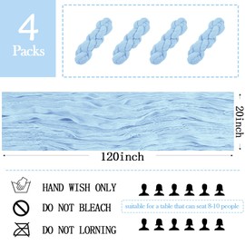 4 Pack Baby Blue Cheesecloth Table Runner 20 x 120 inch Gauze Table Runners 10 FT Long,Semi Sheer Cheese Cloth Fabric Table Runner Bulk for Wedding,Party,Baby Shower,Bridal Shower Decoration