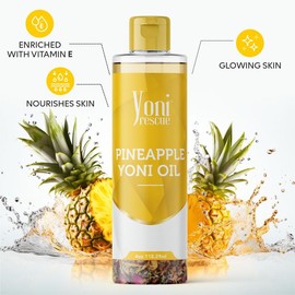 Pineapple Yoni Oil, 4 oz, with Apricot, Jojoba, Avocado Oils & Vitamin E Oil, Fast-Absorbing, Nourishes and Hydrates Skin, Skin Repair, Body Care, Ideal for All Skin Types, 4oz, Pineapple Scented Fragrance Moisturizer yoni careproduct - Volume: No Herbs