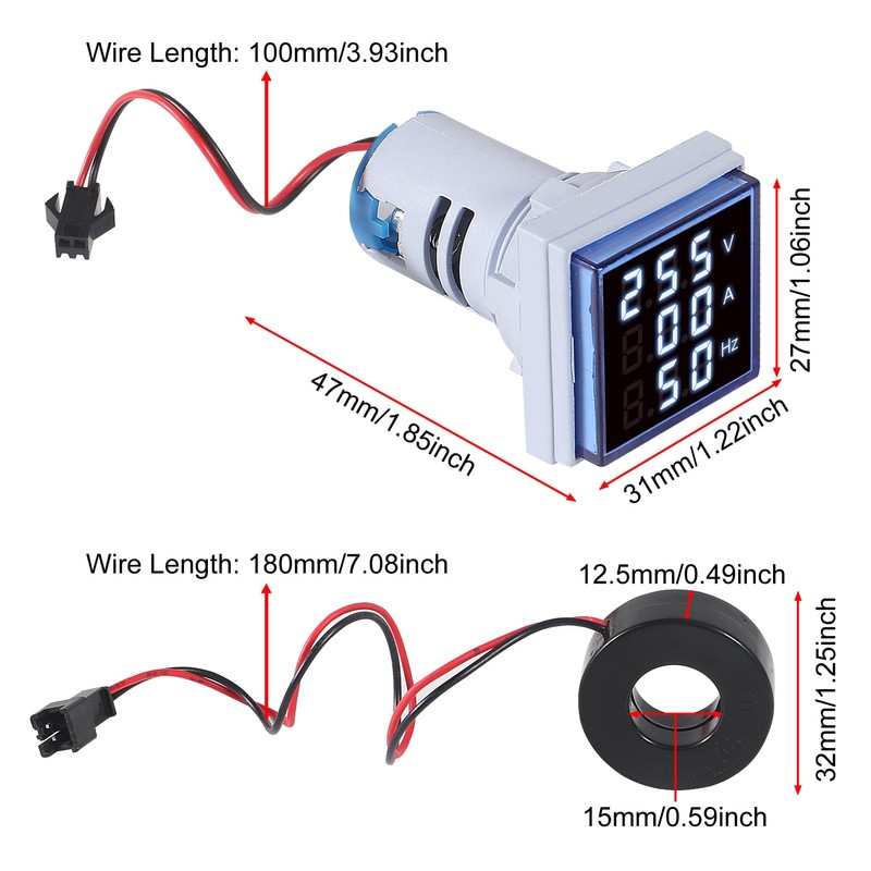 XIITIA 3pcs 3 in 1 60-500V 0-100A AC Digital Ammeter