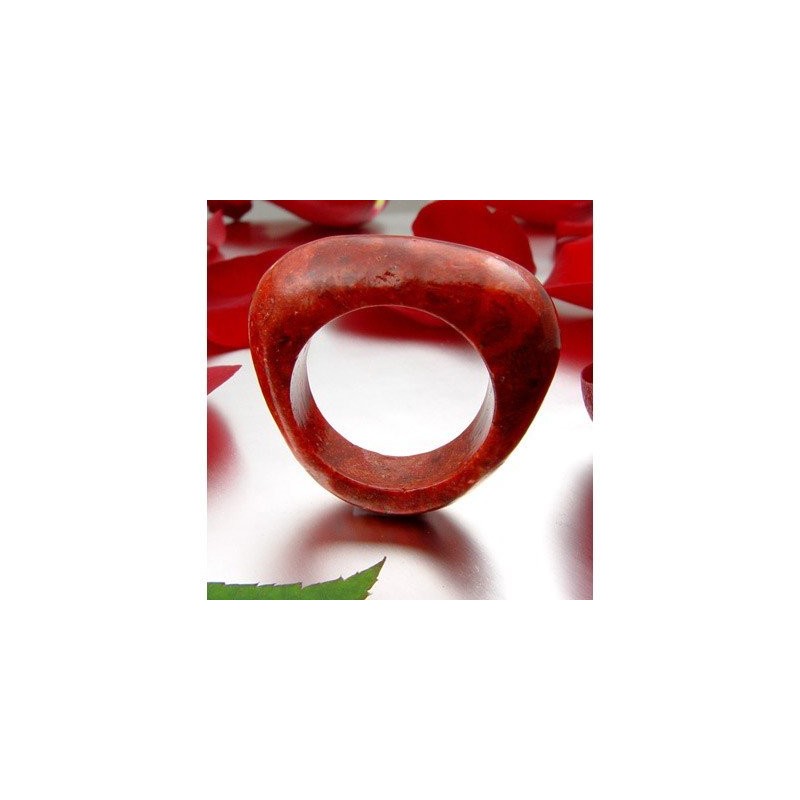 Ring made of coral foam coral red solid smooth coral